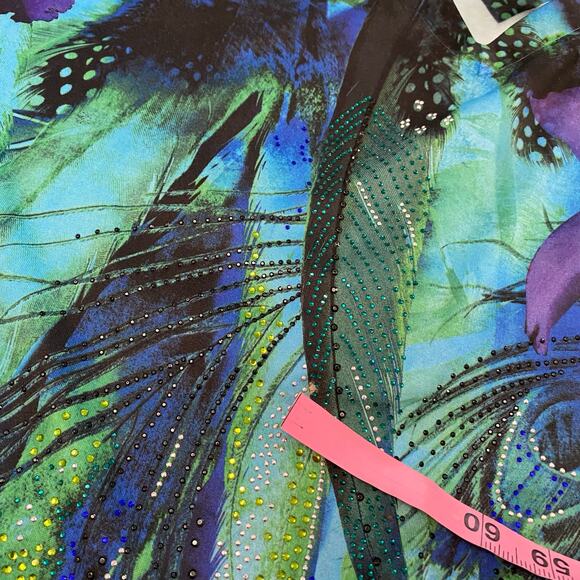 Jess And Jane Blue Floral Peacock Asymmetrical Top Women’s Plus Size 1X - Picture 8 of 9